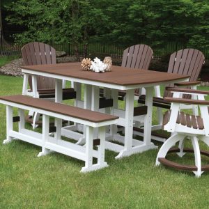 44 x 72 Retangular Garden Classic Table and Comfo Back Counter Chair & Swivel Counter Chair Antique Mahonany on White