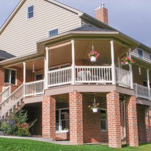 home deck with a vinyl railing