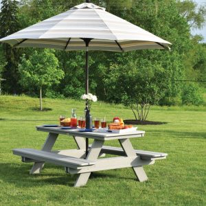 Rectangular-Picnic-Table---Driftwood-Gray-with-Umbrella