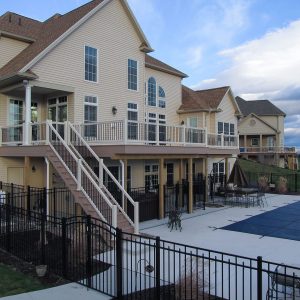 large deck next to pool